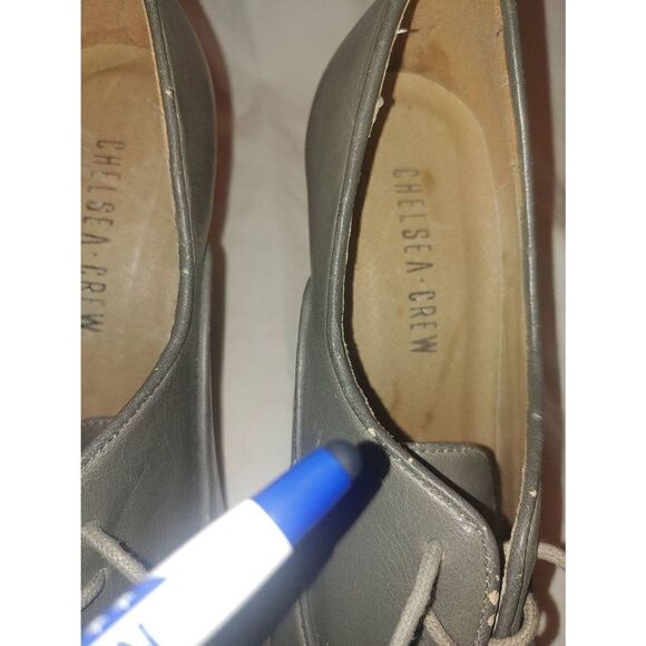 Chelsea Crew Jackie VINTAGE Womens Size 36 (5-5.5) Grey Front Tie Up Chunky Heel - Picture 11 of 12